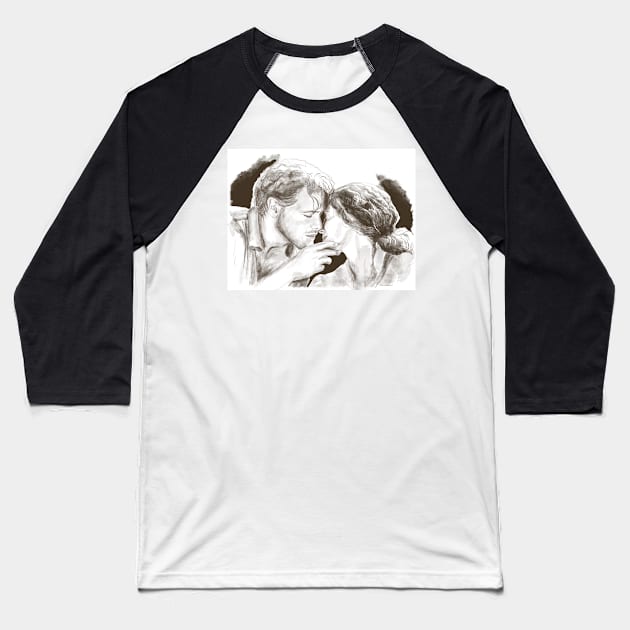 Jamie and Claire the Kiss Outlander Baseball T-Shirt by MamaODea
